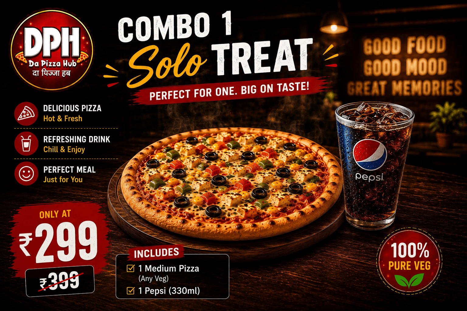 Veg Single Pizza Combo
