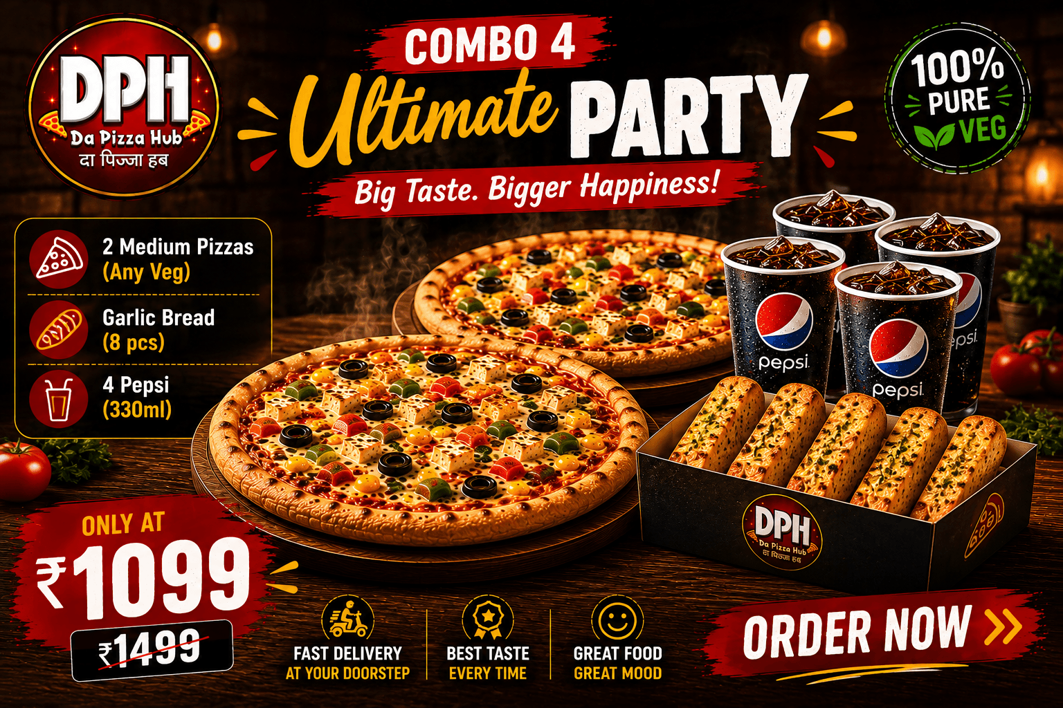 Veg Delight Pizza Combo-4
